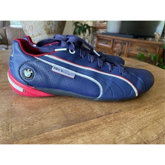 Puma Nyter BMW Leather   Men’s Navy Blue Red Driving Speed Cat Size  6.5 Shoes - Picture 2 of 7